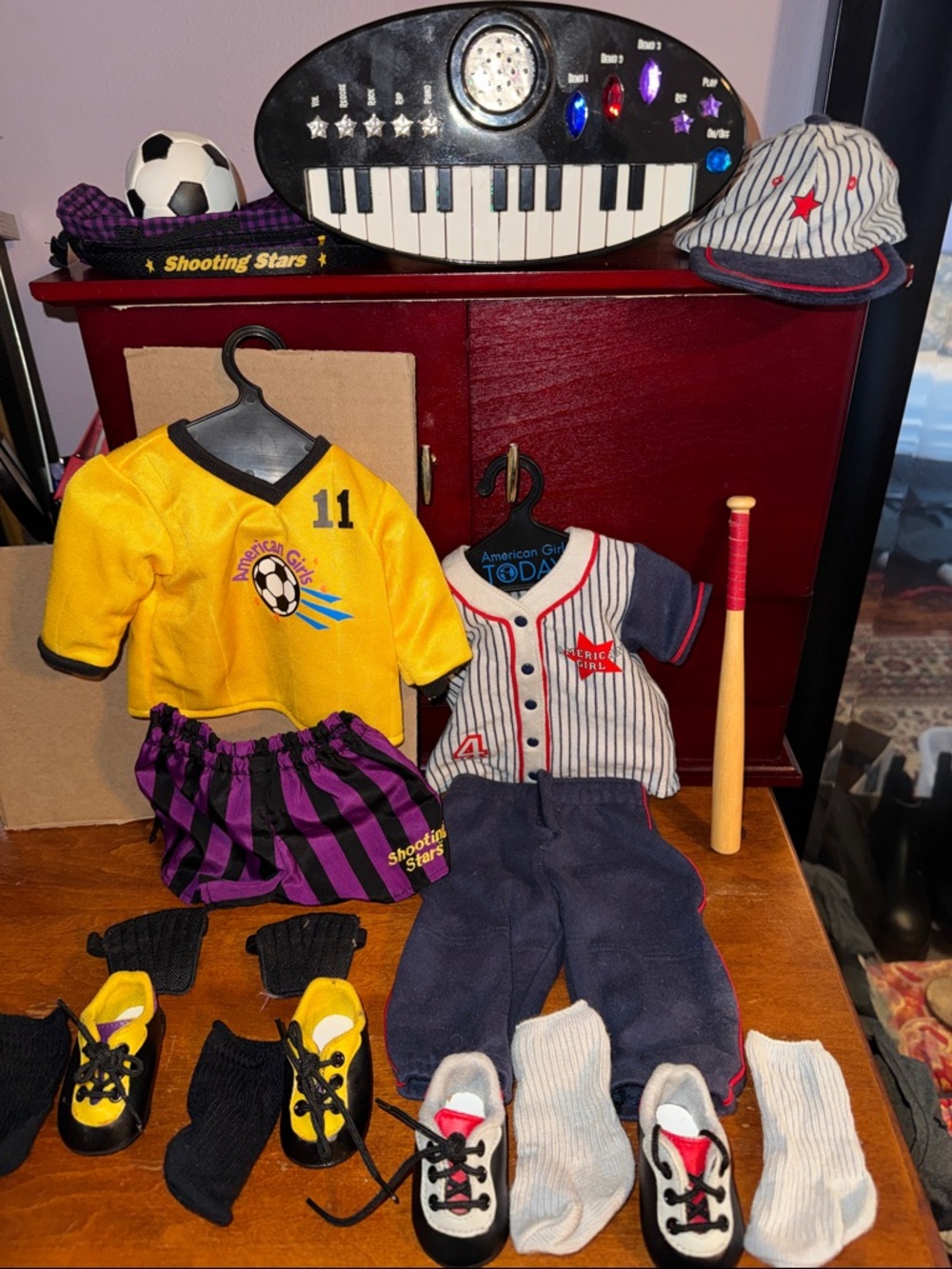 American Girl Soccer and Baseball Outfit Sets + American Girl Keyboard